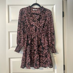 BB Dakota Steve Madden black  floral long sleeve mini dress - XS EUC